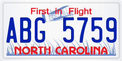 NC license plate ABG5759