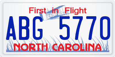 NC license plate ABG5770