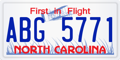 NC license plate ABG5771