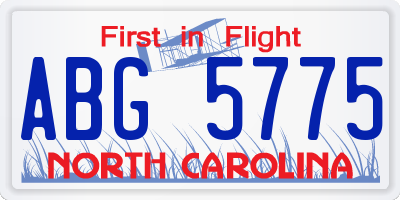 NC license plate ABG5775