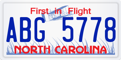 NC license plate ABG5778
