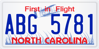 NC license plate ABG5781