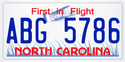 NC license plate ABG5786