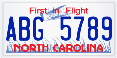 NC license plate ABG5789