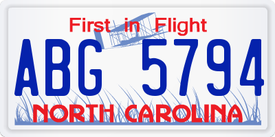 NC license plate ABG5794
