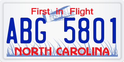 NC license plate ABG5801
