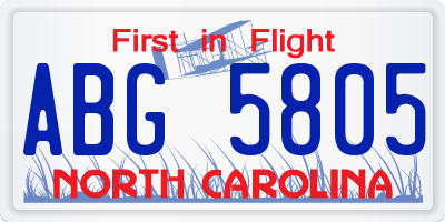 NC license plate ABG5805