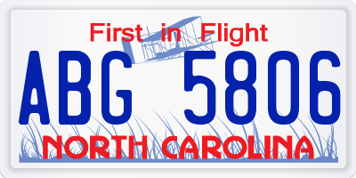 NC license plate ABG5806