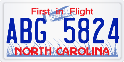 NC license plate ABG5824