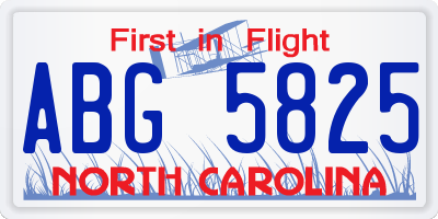 NC license plate ABG5825