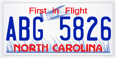 NC license plate ABG5826