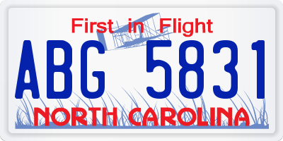 NC license plate ABG5831