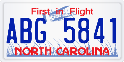 NC license plate ABG5841