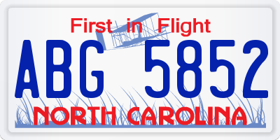 NC license plate ABG5852