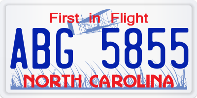 NC license plate ABG5855