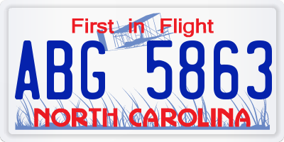 NC license plate ABG5863