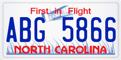 NC license plate ABG5866