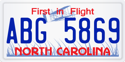 NC license plate ABG5869
