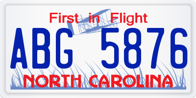 NC license plate ABG5876