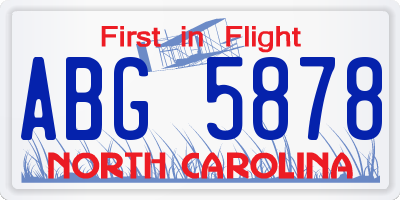 NC license plate ABG5878