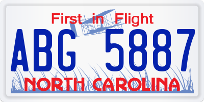NC license plate ABG5887