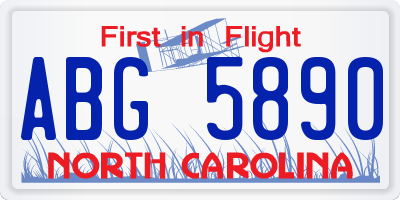 NC license plate ABG5890