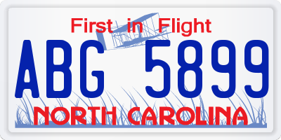 NC license plate ABG5899