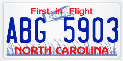 NC license plate ABG5903