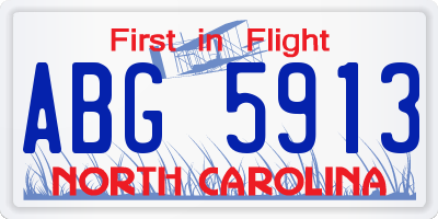 NC license plate ABG5913
