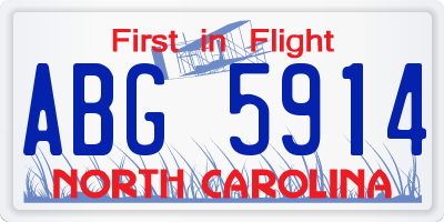 NC license plate ABG5914
