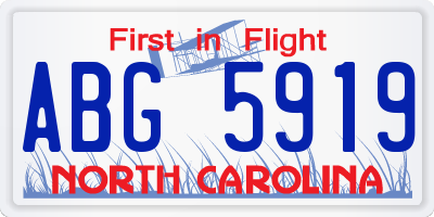 NC license plate ABG5919