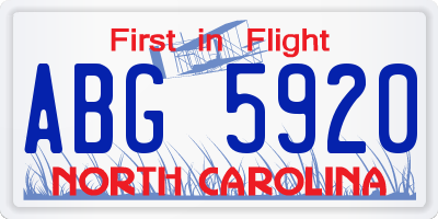 NC license plate ABG5920