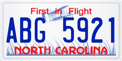 NC license plate ABG5921