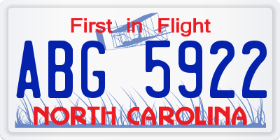 NC license plate ABG5922