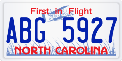 NC license plate ABG5927