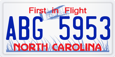 NC license plate ABG5953