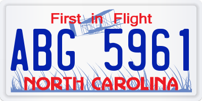 NC license plate ABG5961