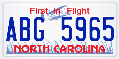 NC license plate ABG5965