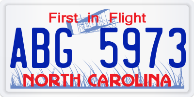 NC license plate ABG5973