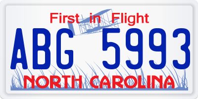 NC license plate ABG5993