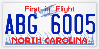 NC license plate ABG6005