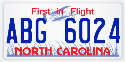 NC license plate ABG6024