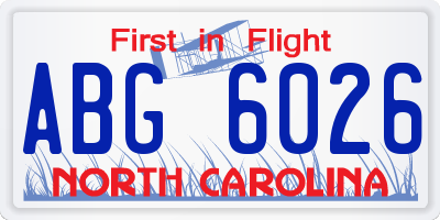 NC license plate ABG6026