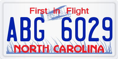 NC license plate ABG6029