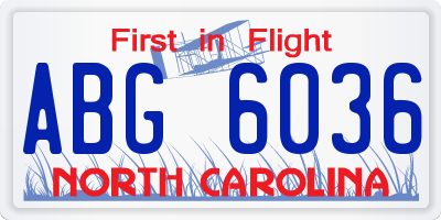 NC license plate ABG6036