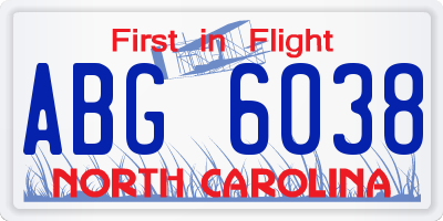 NC license plate ABG6038