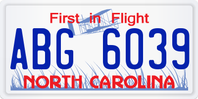 NC license plate ABG6039