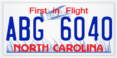 NC license plate ABG6040