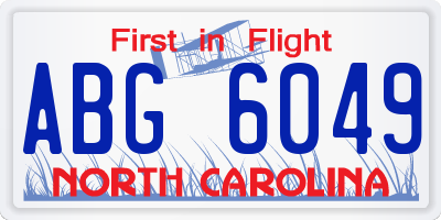 NC license plate ABG6049