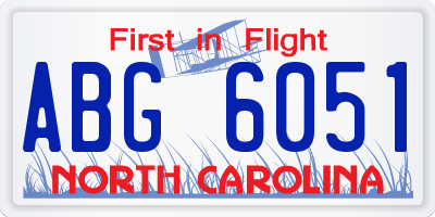 NC license plate ABG6051